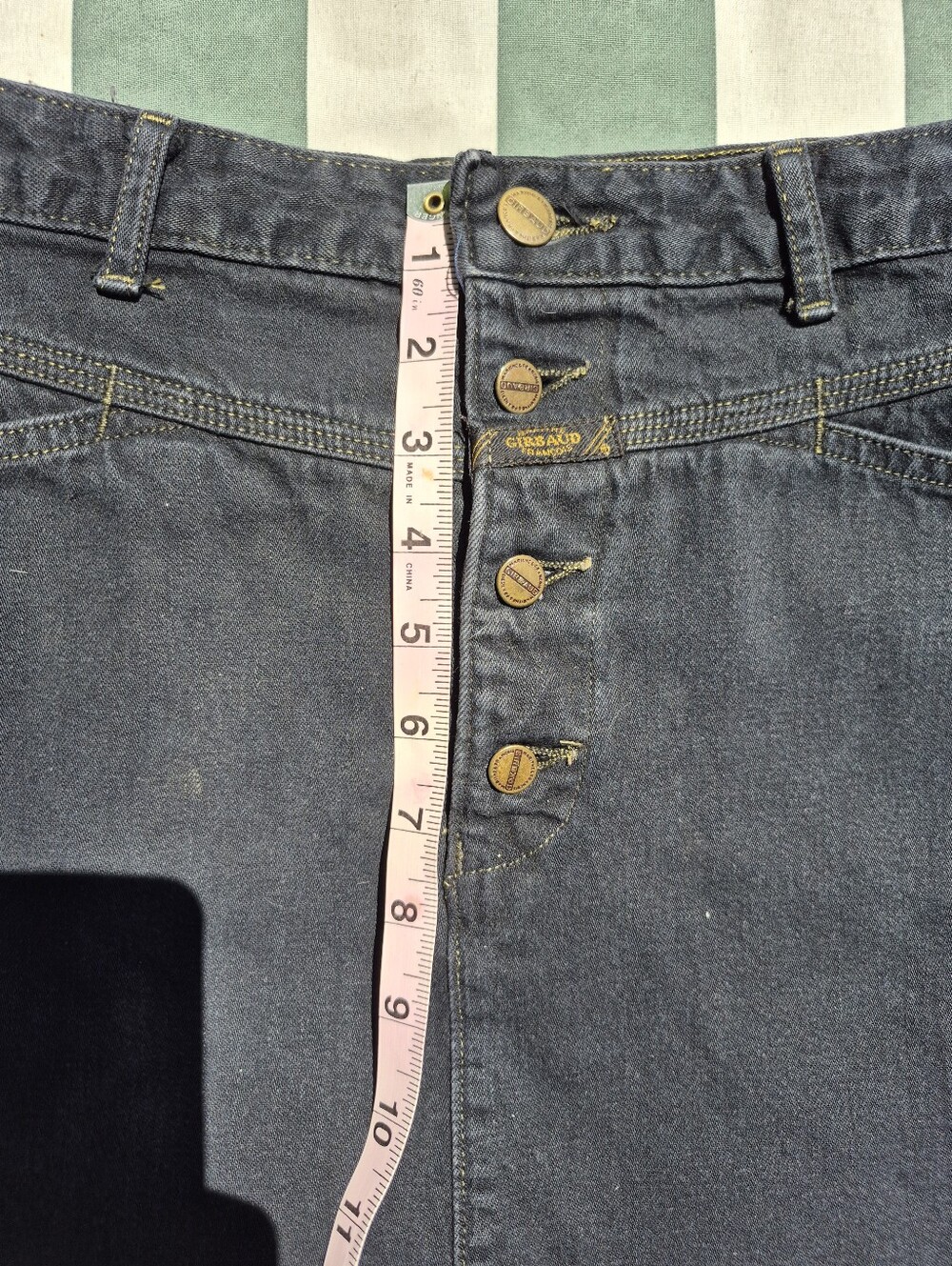 VINTAGE 90's MARITHE' FRANCOIS GIRBAUD BLK Denim Button-Front A-Line Skirt-9/10 - Picture 5 of 13